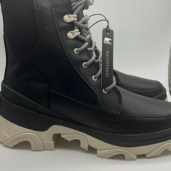 Sorel Brex Lace-Up Waterproof Bootie Heel Cozy Lace BLK Boots Women Size 9 NWB - Picture 2 of 12